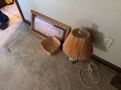 Lamp and Wall hanging and basket