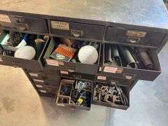 Metal cabinet with drawers - contents included