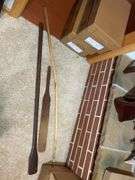 Wooden stand, wooden shelf, wooden paddles & others