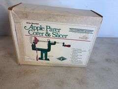 Basket with apple slicer, toaster, and deep fryer