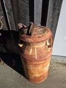 Milk can, cast bench, end tongs