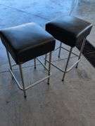 (2) 25" Ikea black stools - dirty