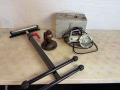 Adjustable roller stand, cable cutter, and Rockwell trim saw