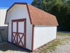 10x14 White and red storage barn - contents not included