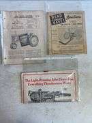 John Deere No. 7 Power Mower manual, 1952 field service bulletin, and other John Deere manual