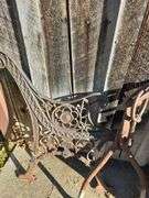 Milk can, cast bench, end tongs