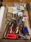 Assortment of silverware & kitchen utensils