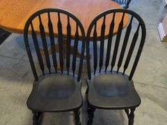 Dining table and (4) black chairs - chipped paint