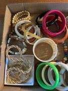 Flat of costume jewelry - mostly bracelets