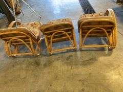 Vintage bamboo rattan 3 piece sectional couch