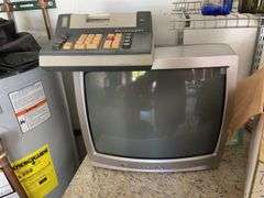 Burroughs adding machine & Toshiba TV