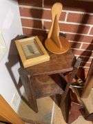 Wooden stand, wooden shelf, wooden paddles & others