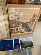 Lot of wall decor including frames mirror, framed landscape photos & landscape pictures