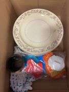 Glass plates, stem glassware, tin plates, and more