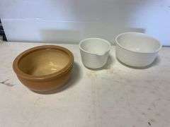 (2) General Mills mixing bowls and potting vase