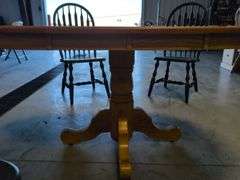 Dining table and (4) black chairs - chipped paint