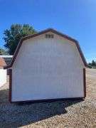 10x12 white and red storage barn - contents not included