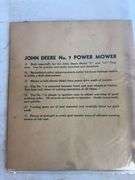 John Deere No. 7 Power Mower manual, 1952 field service bulletin, and other John Deere manual