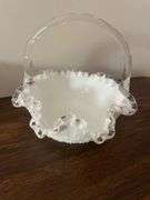 Fenton basket and (3) other silver crested dishes