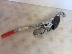 Come-along and Milwaukee hammer drill