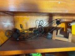 (3) shelves of gardening items including planters, sprinklers, small hose & more