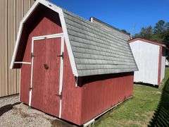 Red and white 8x12 storage barn - contents not included