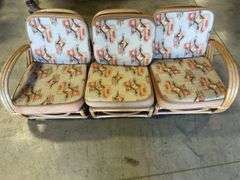 Vintage bamboo rattan 3 piece sectional couch