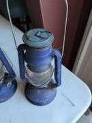 (2) matching blue Dietz lanterns