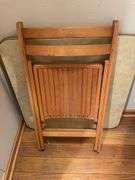 (3) wooden folding chairs and card table