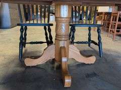 Dining table and (4) black chairs - chipped paint