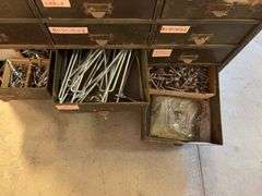Metal cabinet with drawers - contents included