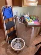 4 ft. Safety 1st ladder, laundry basket, clothespins, scour pad, napkins & mode