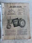 John Deere No. 7 Power Mower manual, 1952 field service bulletin, and other John Deere manual