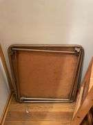 (3) wooden folding chairs and card table