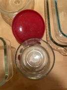 (2) Pyrex cake pans, Pyrex bread pan, casserole dish & more
