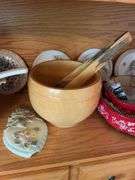 Shelf of glassware - plates, bowls, and more