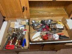 Assortment of silverware & kitchen utensils