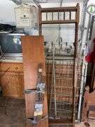 Baby crib, room divider missing inside & wooden shelf