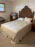 Full bed frame with mattress, box spring and sheets