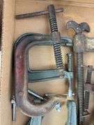 Large lot of metal c-clamps