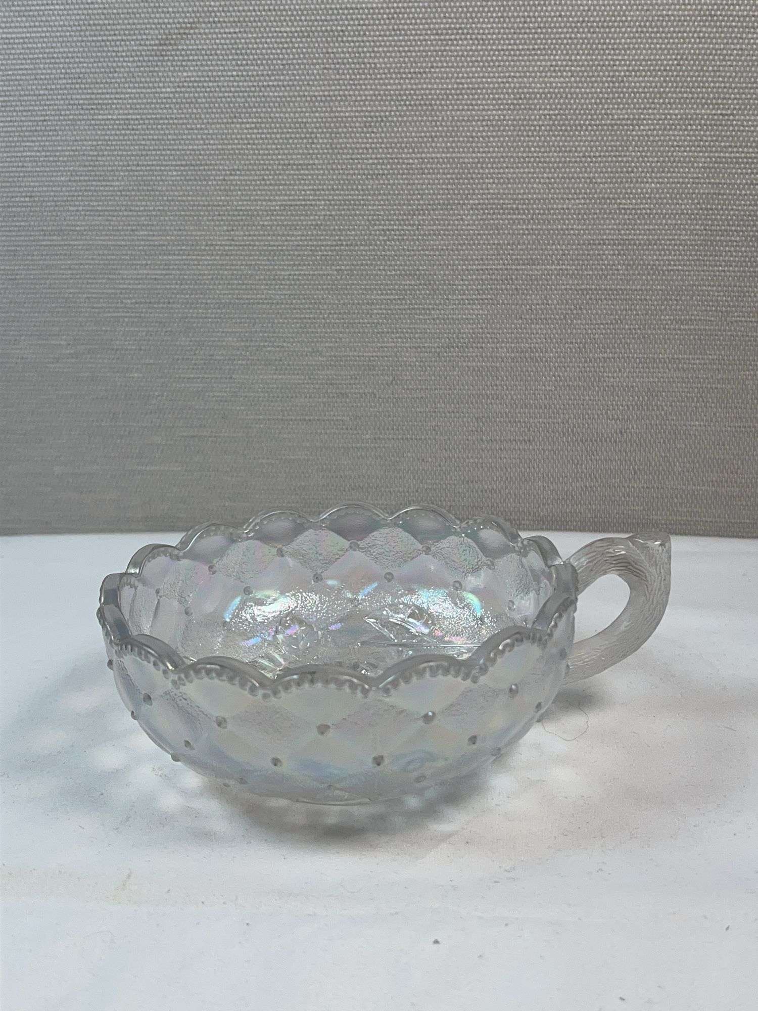 Imperial Iridescent “Diamond Quilted” Handled Nappy