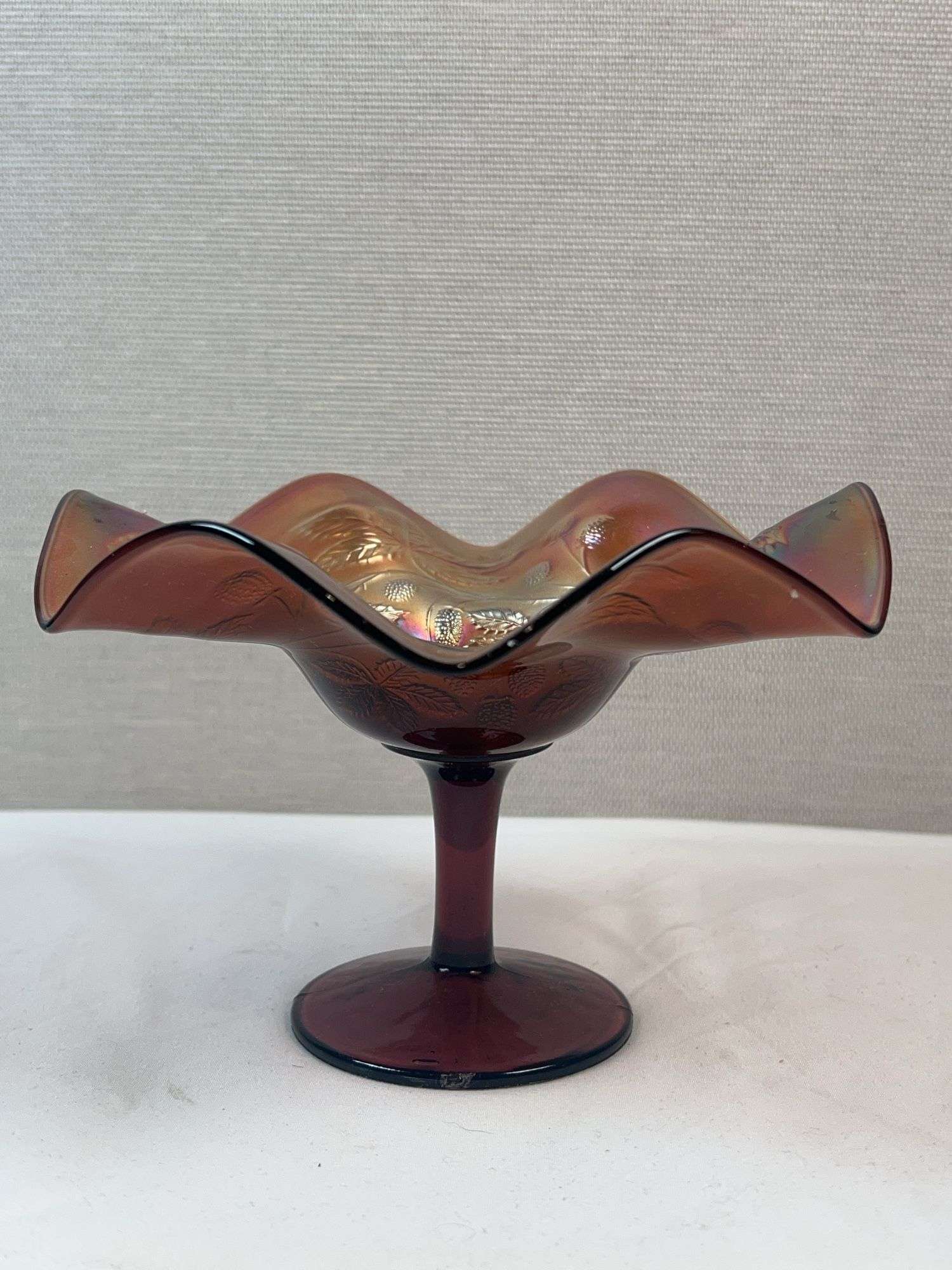 Fenton, Lavender/Amethyst, Blackberry Bramble Carnival Glass Compote