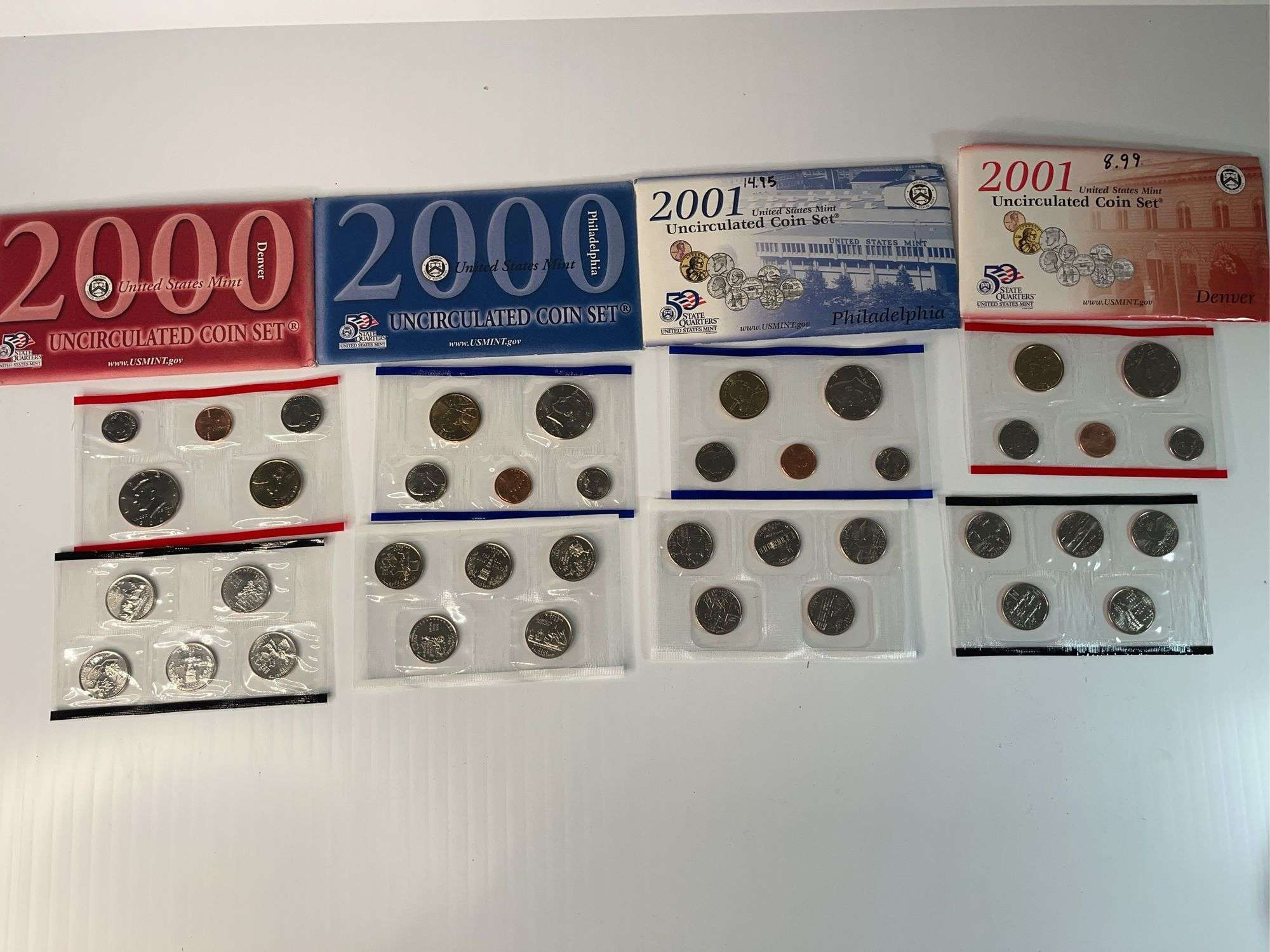 2000 and 2001 Denver and Philadelphia Mint Uncirculated Sets