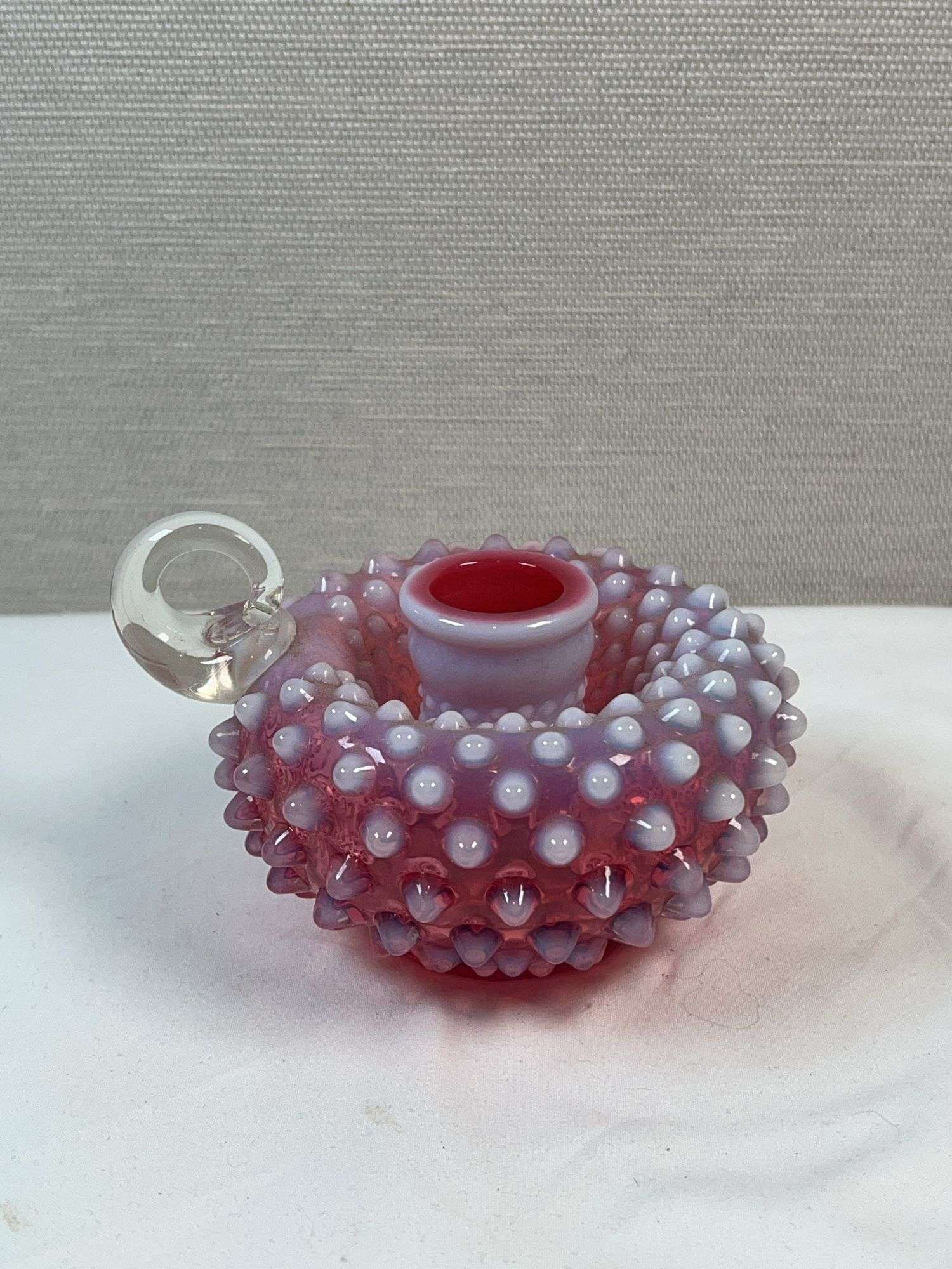Fenton Plum Opalescent Hobnail Candleholder