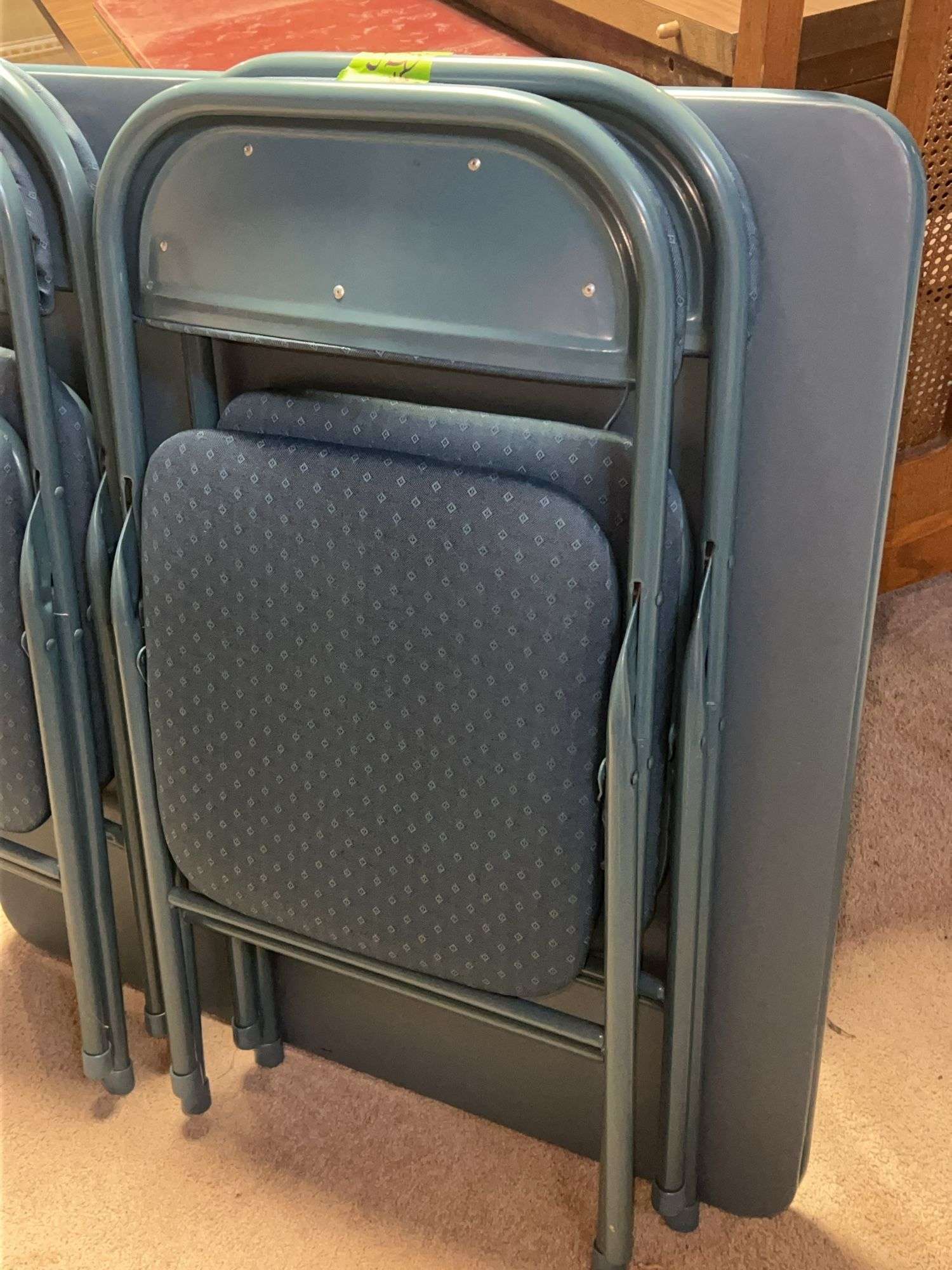 BLUE CARD TABLE & 4 CHAIRS - Kaufman Realty & Auctions
