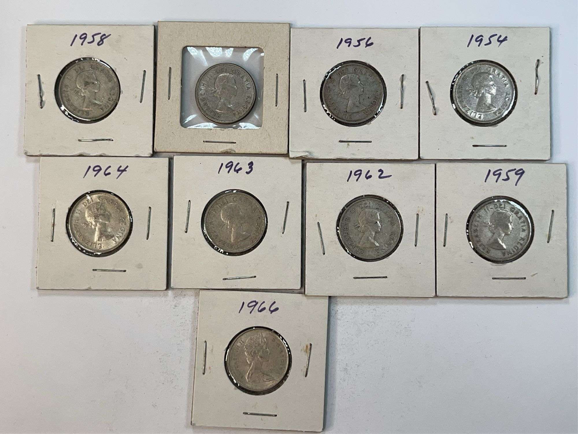 9 Pre-1967 Canadian Quarters