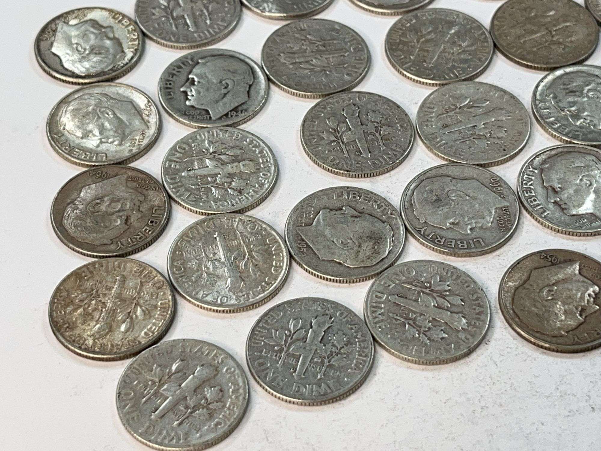 (30) Pre 1965 Roosevelt Dimes