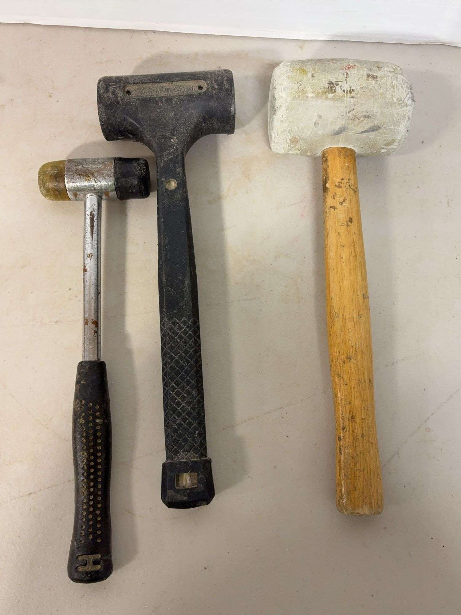 Flat of tools including ruler, hammers, tape measure & more