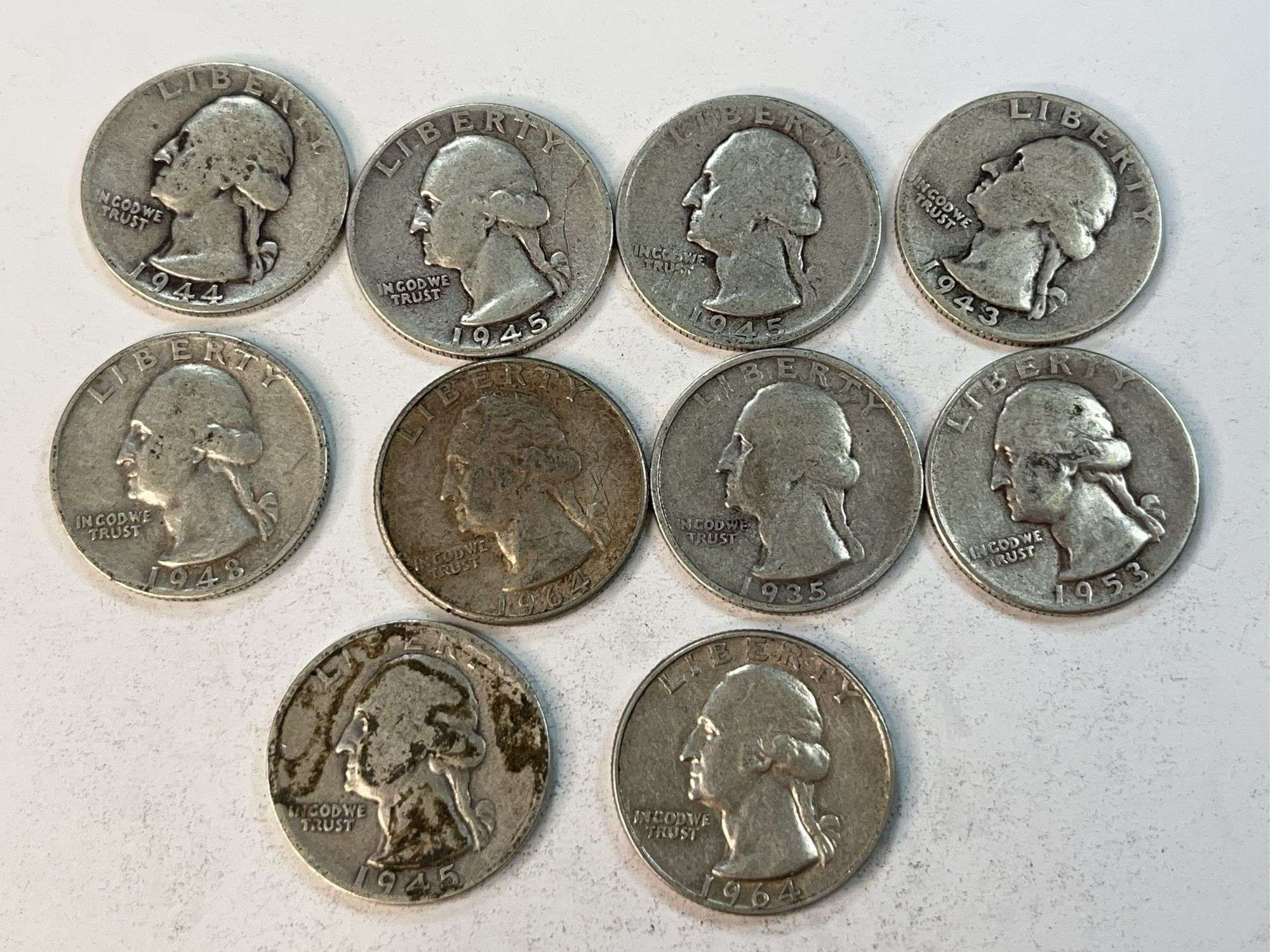 (10) Silver Washington Quarters