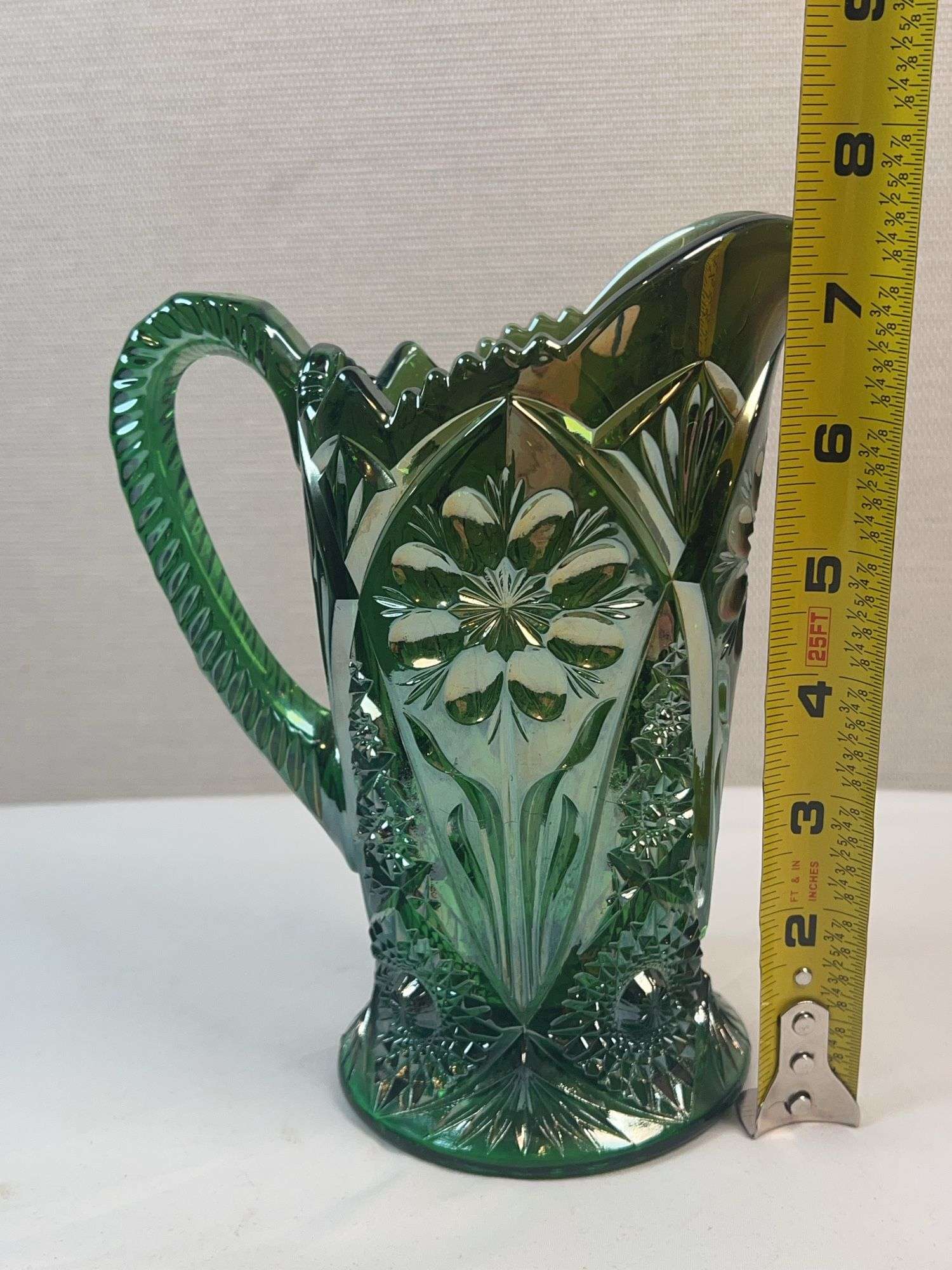 Mosser Emerald Green “Daisy & Fern” Tankard Pitcher